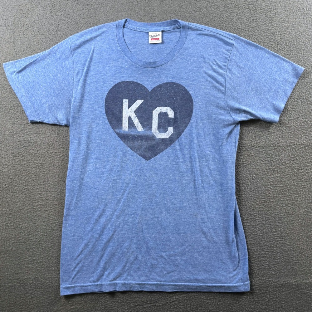 Charlie Hustle T-Shirt Men M Blue Kansas City Heart KC Graphic Tee Unisex